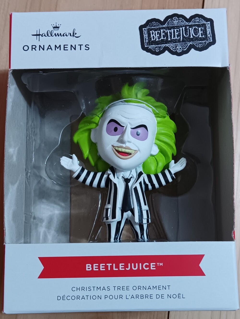 Hallmark Beetlejuice Ornament with Lime Green Hair and Black-and-White Suit